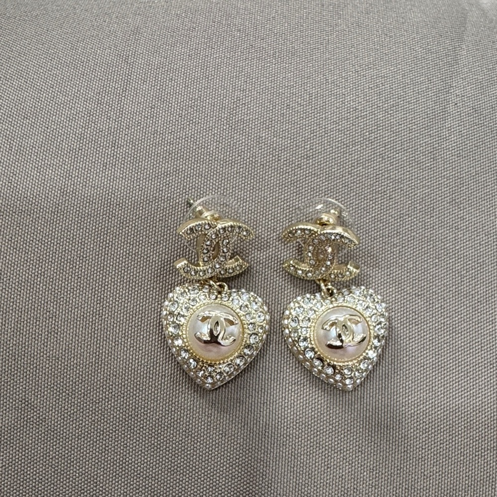 Gold and Silver Heart Earrings